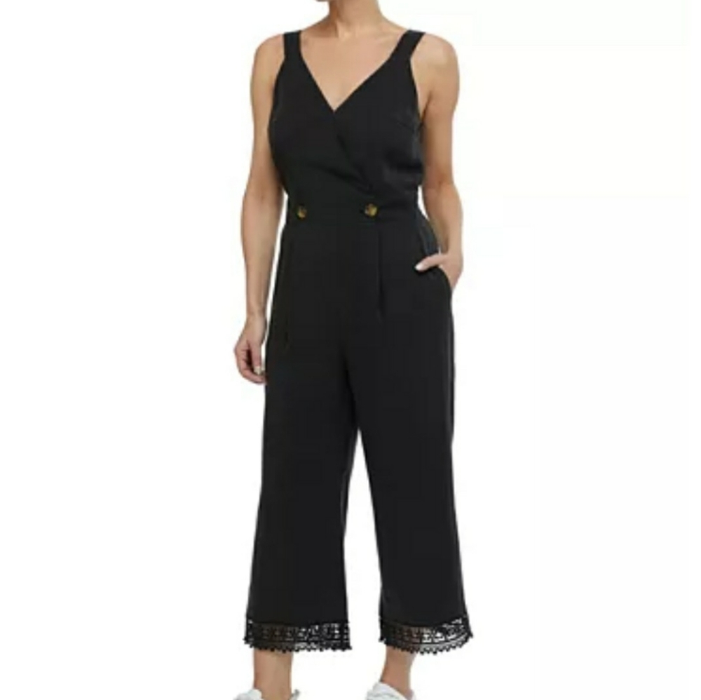 Laundry Crotchet- trim black jumpsuit